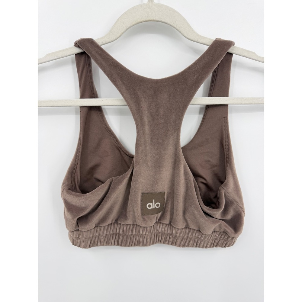 Alo Yoga Velour Bra‎ Womens XS Brown Racerback Sports Bra